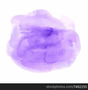 Hand drawn abstract round violet vector watercolor texture on a white background