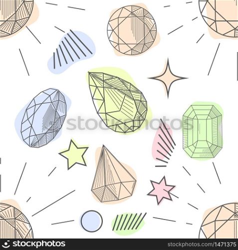 Hand drawn abstract seamless pattern with golden terrarium, polka dots texture in pastel colors isolated on white background. Design for fashion fabric,decor. Hand drawn abstract seamless pattern with golden terrarium, polka dots texture in pastel colors isolated on white background. Design