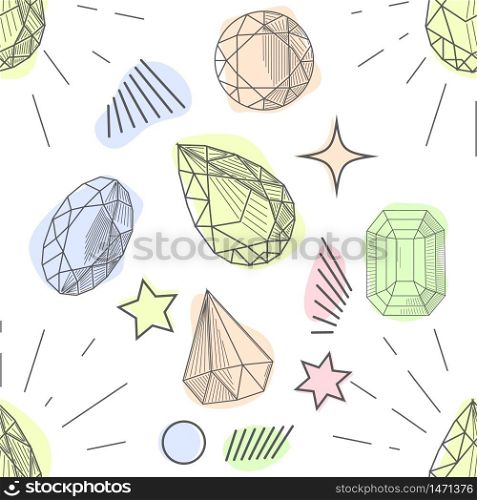 Hand drawn abstract seamless pattern with golden terrarium, polka dots texture in pastel colors isolated on white background. Design for fashion fabric,decor. Hand drawn abstract seamless pattern with golden terrarium, polka dots texture in pastel colors isolated on white background. Design
