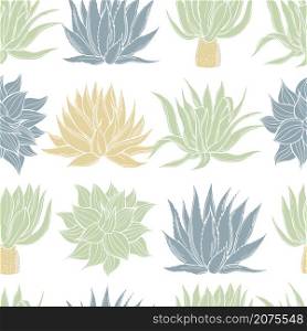 Hand drawn agave. Vector seamless pattern.. Agave. Vector pattern.