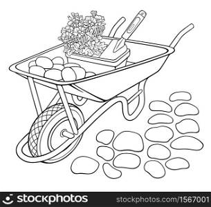 Hand drawn agricultural tools. Cartoon vector isolated abstract object.. Cartoon vector isolated abstract object.