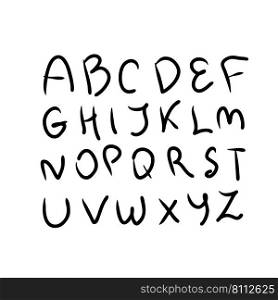 Hand drawn alphabet in doodle style. Great design for any purposes. Isolated vector typeset. 