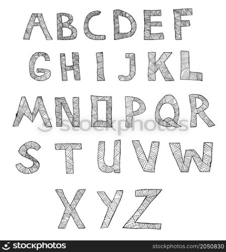 Hand drawn alphabet Vector illustration