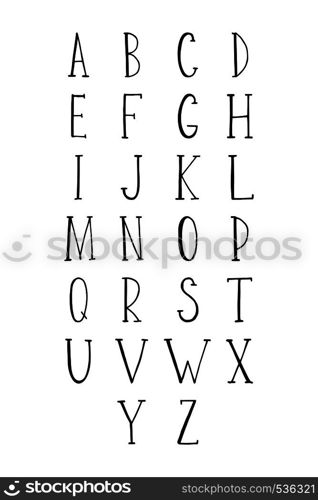 Hand drawn alphabet. Vector typography.