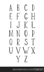 Hand drawn alphabet. Vector typography.
