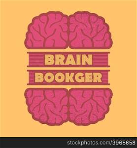Hand drawn and grunge style element of poster with the Brain and Book. Hamburger from books and brains