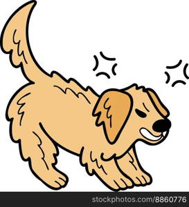 Hand Drawn angry Golden retriever Dog illustration in doodle style isolated on background