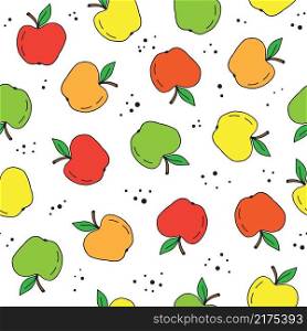 Hand drawn apple fruit seamless pattern. Vector illustration.