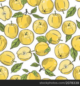 Hand drawn apples. Fruits on white background. Vector seamless pattern. . Vector pattern with apples.