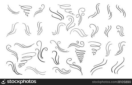 Hand drawn aromas vaporize or cooking steam icons Vector Image