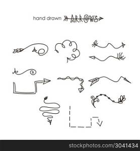Hand drawn arrow set. Hand drawn arrow set, vector illustration graphic. Hand drawn arrow set