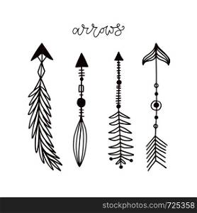 Hand drawn arrows collection. Ethnic ink tattoo art. Isolated vector dividers. Creative arrow decorations. Hand drawn arrows collection. Ethnic ink tattoo art. Isolated vector dividers. Creative arrow decorations.