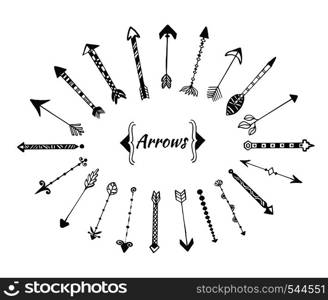 Hand drawn arrows collection with ink vector elements for invitation decoration. Hand drawn arrows collection with ink vector elements for invitation decoration.