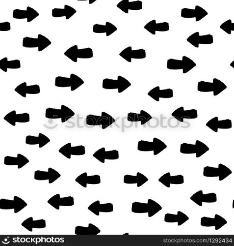 Hand drawn arrows ink seamless pattern isolated on white background. Design for book covers, wallpapers, graphic art, wrapping paper and textile fabric. Vector illustration. Hand drawn arrows ink seamless pattern isolated on white background.