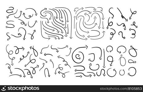 Hand drawn arrows pack icon Royalty Free Vector Image