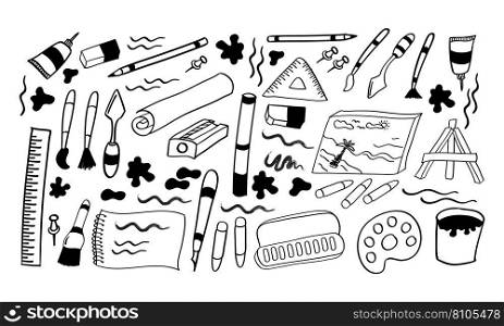 Hand drawn artist tools icon Royalty Free Vector Image