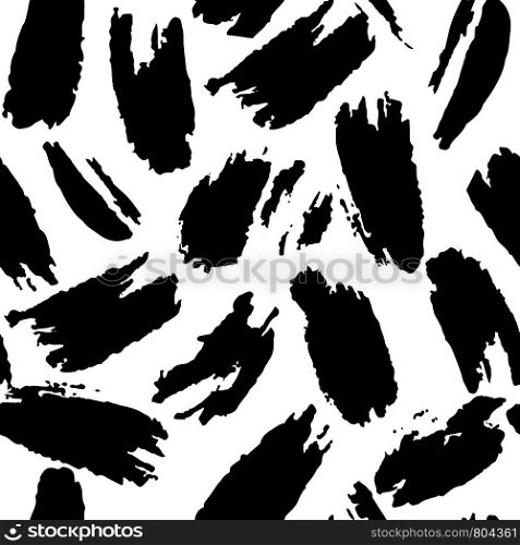 Hand drawn artistic brush seamless pattern. Abstract black ink repeating on white background. Vector illustration. Hand drawn artistic brush seamless pattern. Abstract black ink