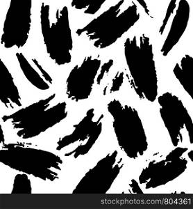 Hand drawn artistic brush seamless pattern. Abstract black ink repeating on white background. Vector illustration. Hand drawn artistic brush seamless pattern. Abstract black ink