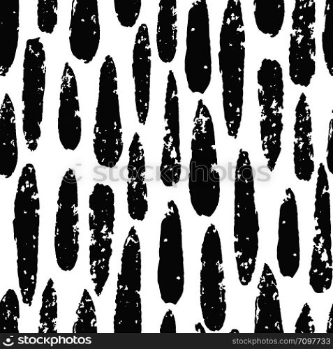 Hand drawn artistic brush seamless pattern. Shooting star backdrop. Abstract black ink repeating on white background. Vector illustration.. Hand drawn artistic brush seamless pattern. Shooting star backdrop.