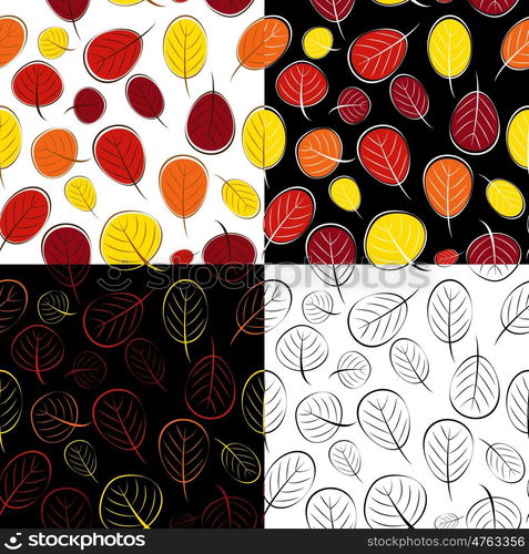 Hand Drawn Autumn Leaves Seamless Pattern Background Set Vector Illustration EPS10. Hand Drawn Autumn Leaves Seamless Pattern Background Set Vector