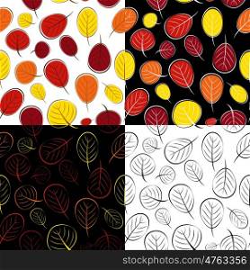 Hand Drawn Autumn Leaves Seamless Pattern Background Set Vector Illustration EPS10. Hand Drawn Autumn Leaves Seamless Pattern Background Set Vector
