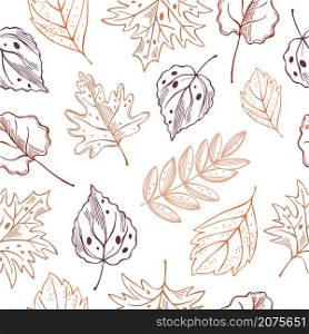 Hand drawn autumn leaves . Vector seamless pattern.. Vector pattern with autumn leaves.