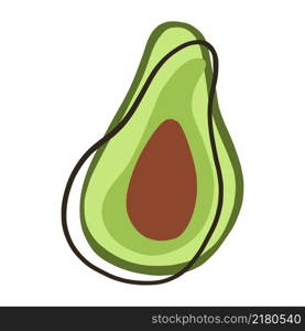 Hand drawn avocado isolated. Print, poster design. Vector illustration. Hand drawn avocado isolated.