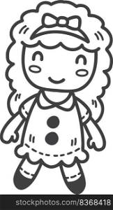 Hand Drawn baby girl doll illustration isolated on background
