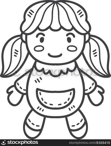 Hand Drawn baby girl doll illustration isolated on background