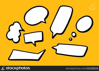 Hand drawn background set of cute speech bubble Vector Image