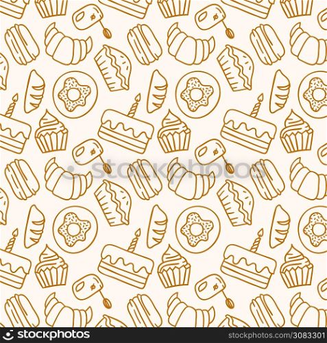Hand drawn bakery products pattern