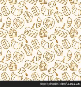 Hand drawn bakery products pattern