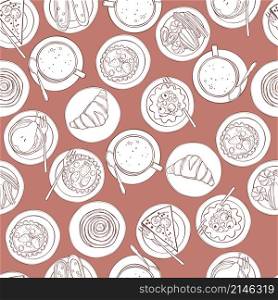 Hand drawn bakery products. Vector seamless pattern