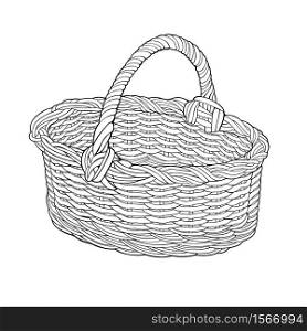 Hand drawn basket. Cartoon vector isolated abstract object.. Cartoon vector isolated abstract object.