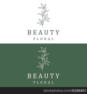 Hand drawn beautiful organic floral leaf and flower floral logo for business, decoration, wedding, greeting card and photography.