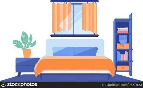 Hand Drawn Bed and bedroom in flat style isolated on background