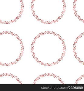 Hand drawn berries round wreath seamless pattern. Perfect for T-shirt, textile and print. Floral vector illustration for decor and design.