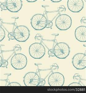 Hand-drawn Bicycles Seamless Pattern. Vintage retro background