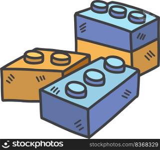 Hand Drawn block cube for kid illustration isolated on background