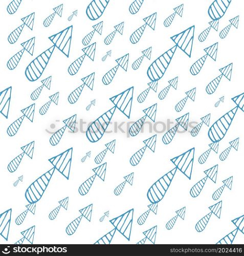 Hand-drawn blue arrows on white background. Seamless Vector illustration