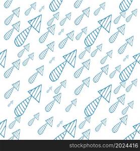 Hand-drawn blue arrows on white background. Seamless Vector illustration