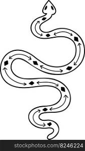 Hand Drawn boho style snake illustration isolated on background