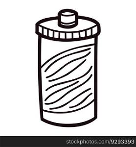 Hand Drawn bottle in doodle style isolated on background