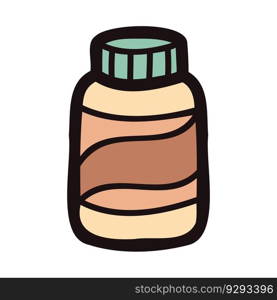 Hand Drawn bottle in doodle style isolated on background