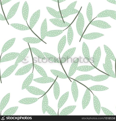 Hand drawn branches with leaves seamless pattern isolated on white background. Decorative vector ornamental spring endless wallpaper. Design for fabric, textile print, wrapping paper, cover.. Hand drawn branches with leaves seamless pattern isolated on white background. Decorative vector ornamental spring endless wallpaper.
