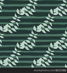 Hand drawn branches with leaves seamless pattern. Simple organic background. Decorative forest leaf endless wallpaper. Design for fabric, textile print, wrapping, cover. Vector illustration.. Hand drawn branches with leaves seamless pattern. Simple organic background.