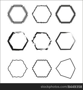 Hand drawn brush hexagons. Geometric background. Vector illustration. stock image. EPS 10.. Hand drawn brush hexagons. Geometric background. Vector illustration. stock image.