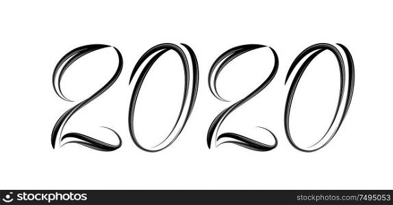 Hand drawn brush lettering 2020 for you design website, annual report, poster, invitation card, banner, calendar, vector illustration.. Hand drawn lettering 2020 for you design