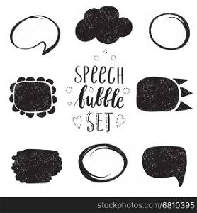 hand drawn bubble speech. Black hand drawn bubble speech. Doodle frames for your text.