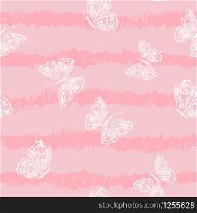 Hand drawn butterflies seamless pattern on sweet background,for decorative,fashion,fabric,wallpaper and all print,vector illustration
